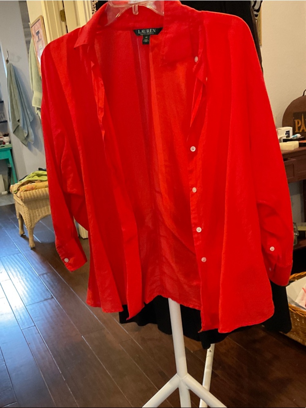Lauren Ralph Lauren Bright Red Long-Sleeve Button-Up Shirt